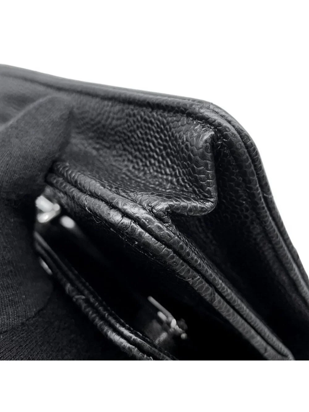 Chanel Chain Wallet Quilted CC Logo Caviar Leather Black Shoulder Bag